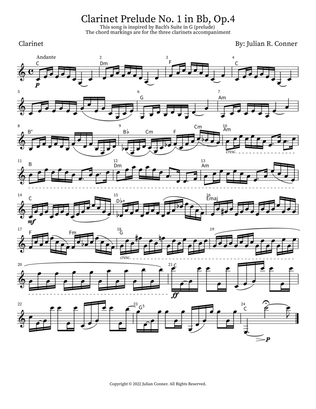 Clarinet Prelude No. 1 in Bb, Op.4