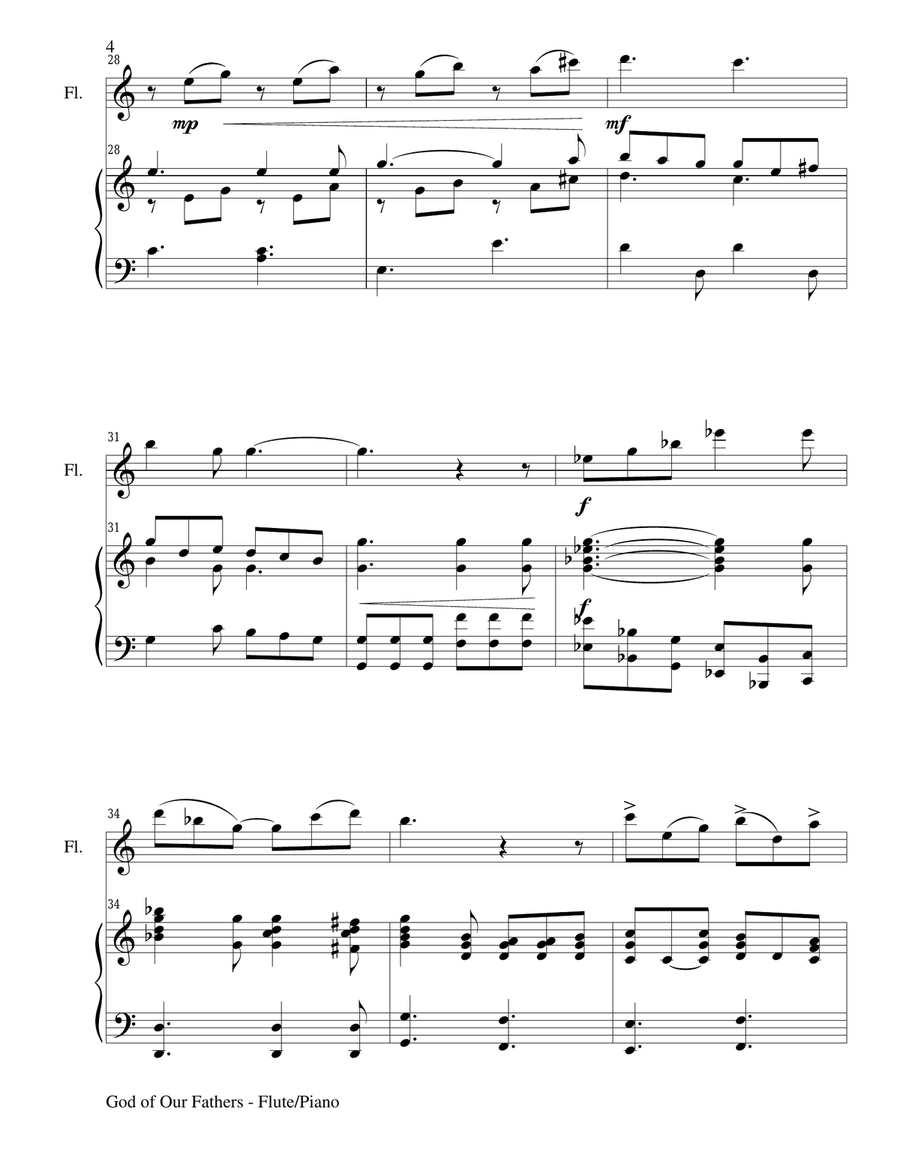 GOD OF OUR FATHERS (Duet – Flute and Piano/Score and Parts) Woodwind Duet scores gallery preview page 4