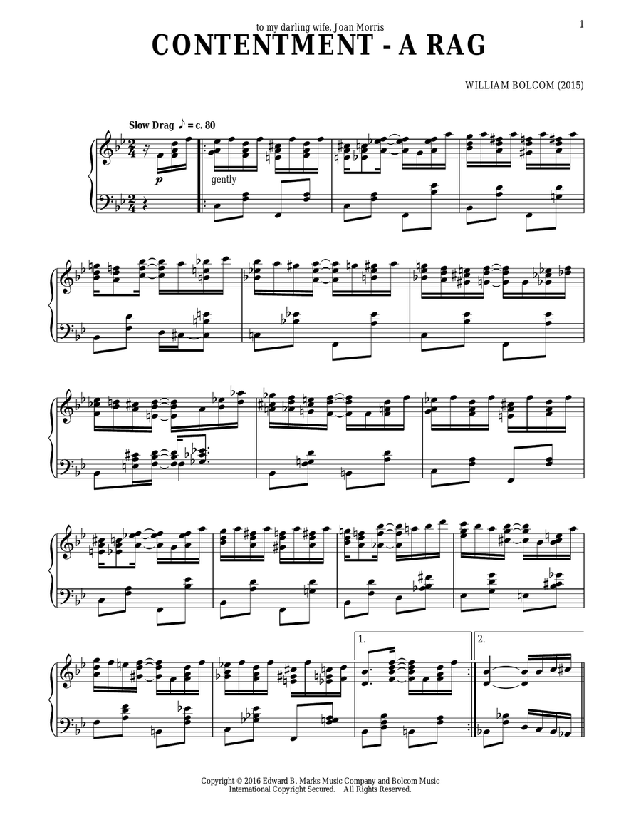 Contentment - A Rag Piano Solo scores gallery preview page 1