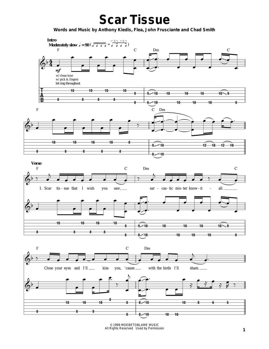 Scar Tissue Acoustic Guitar scores gallery preview page 1