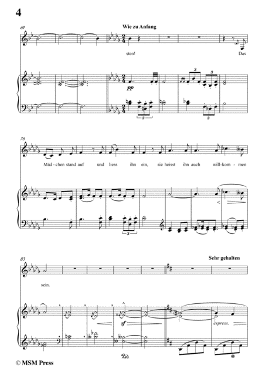 Mahler-Wo die schönen Trompeten blasen in b flat minor,for Voice and Piano Voice Solo scores gallery preview page 6