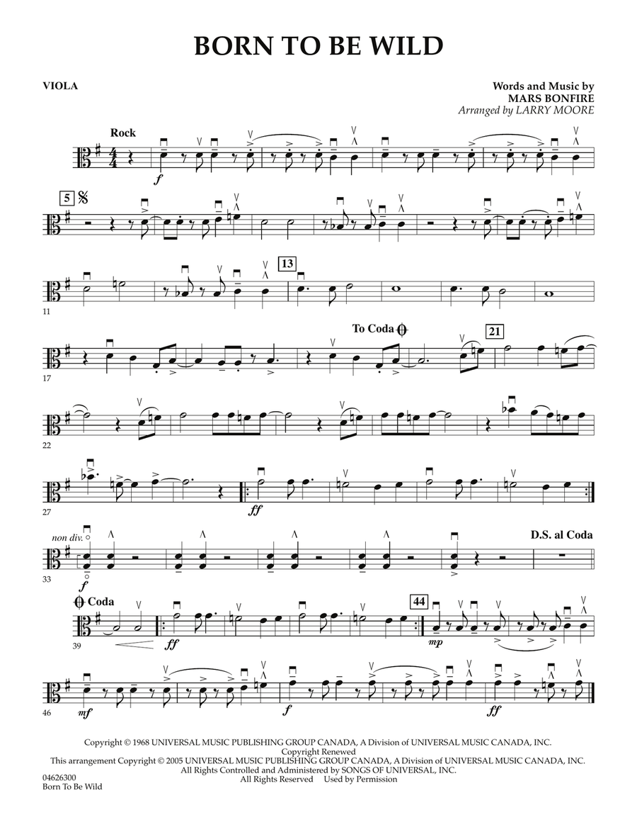 Born To Be Wild - Viola Born To Be Wild - Viola Orchestra scores gallery preview page 1