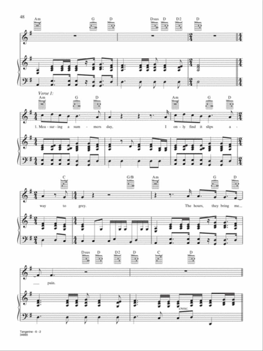 Tangerine Piano, Vocal, Guitar scores gallery preview page 2