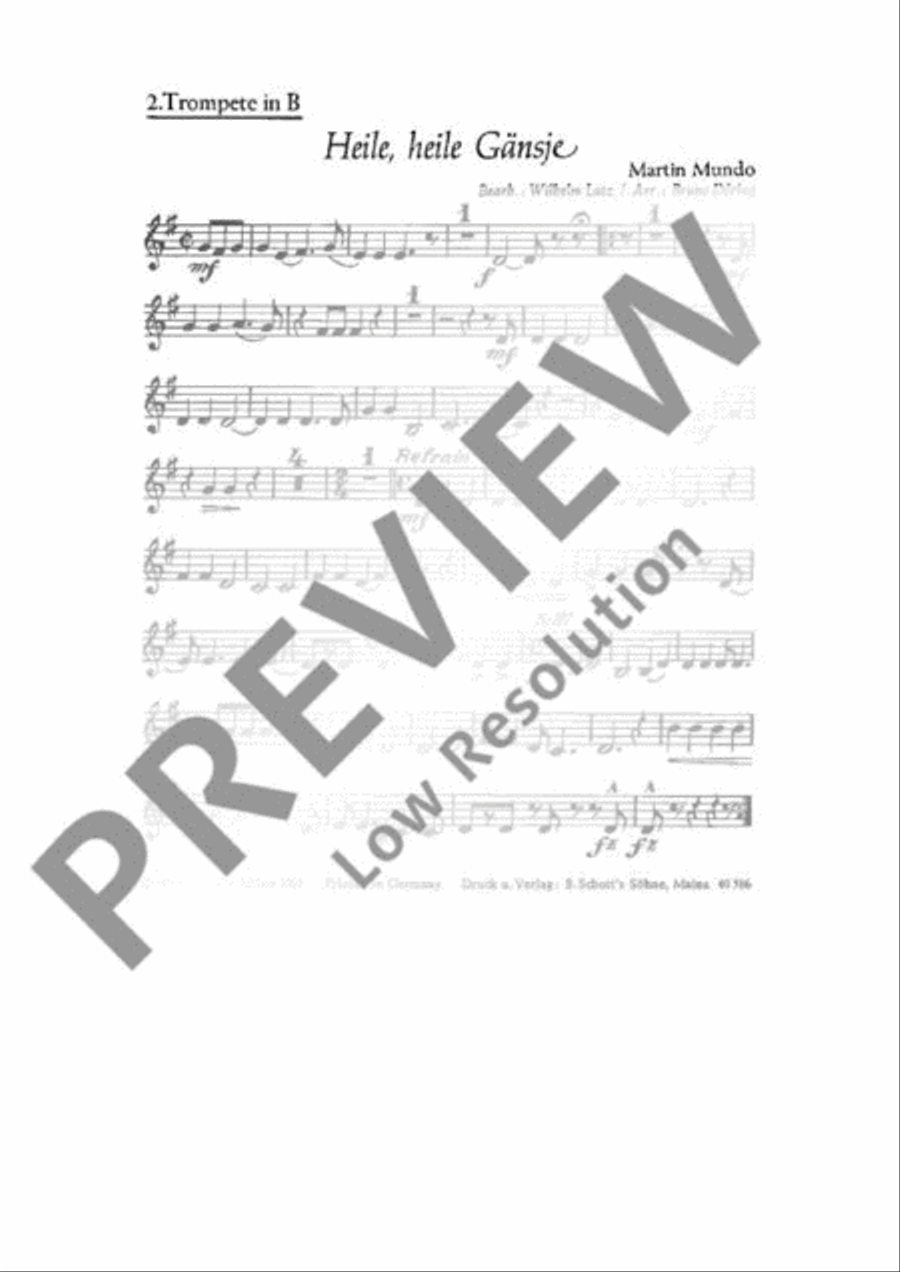 Heile, heile Gänsje Heile, heile Gänsje Trumpet scores gallery preview page 2
