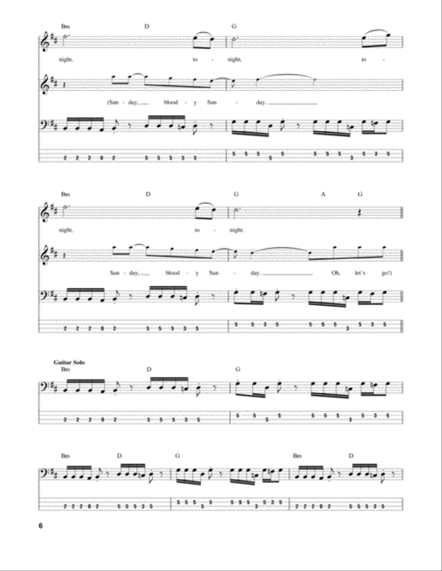 Sunday Bloody Sunday Sunday Bloody Sunday Guitar Tablature scores gallery preview page 6