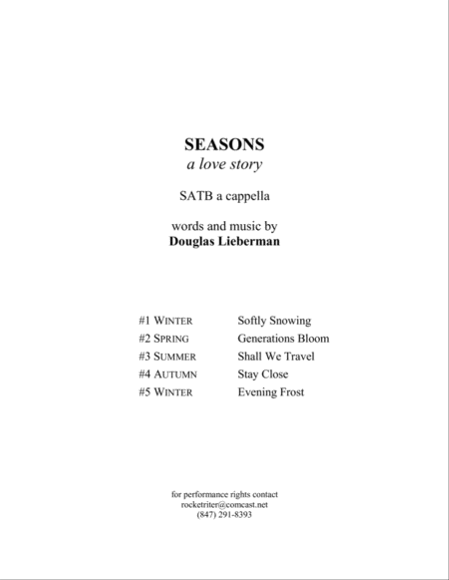 Evening Frost - #5 of a song cycle for SATB a cappella chorus by Chicago area composer, Douglas Lieb 4-Part scores gallery preview page 1