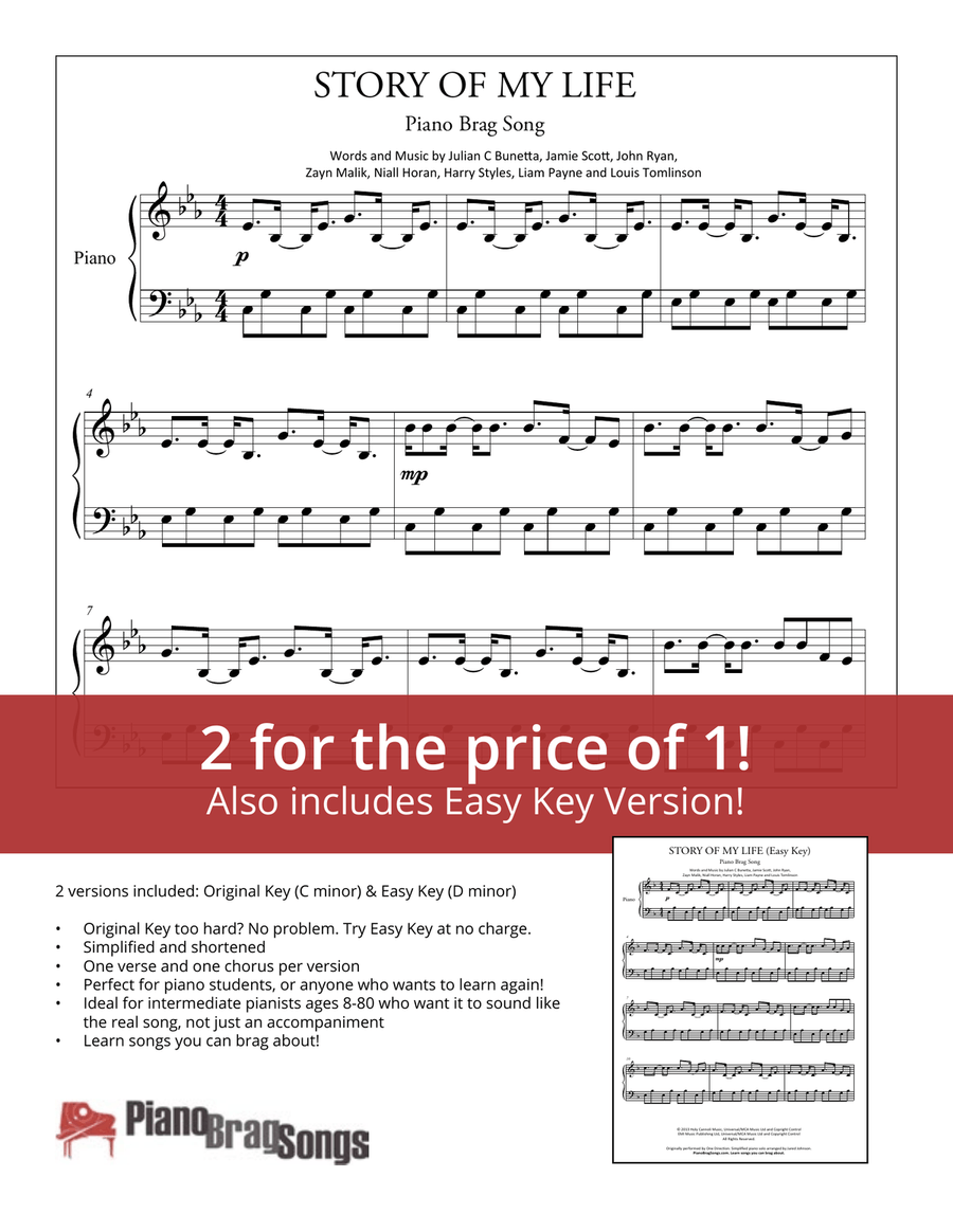Story Of My Life Easy Piano scores gallery preview page 1