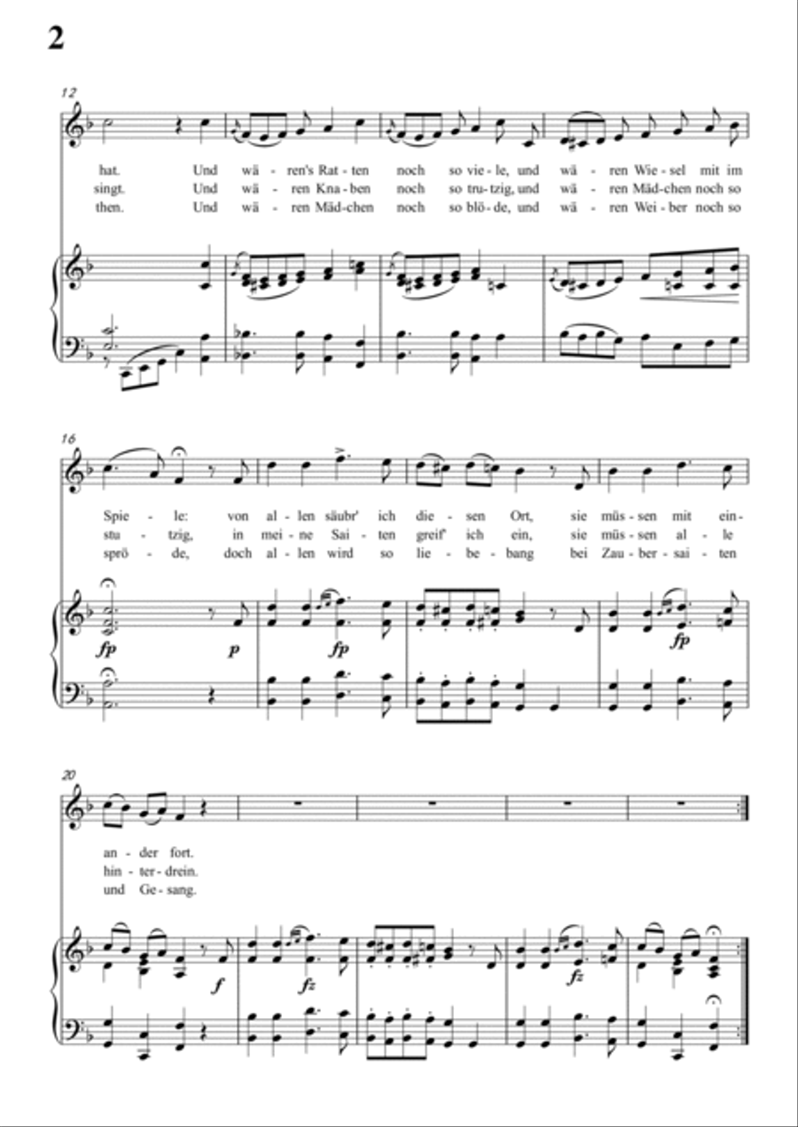 Schubert-Der Rattenfänger in F for Vocal and Piano Voice scores gallery preview page 3