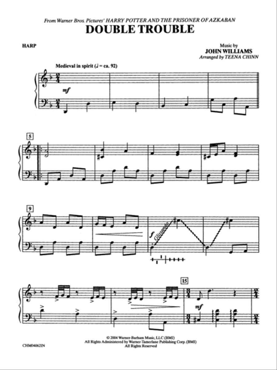 Double Trouble (from Harry Potter and the Prisoner of Azkaban): Harp Harp scores gallery preview page 1