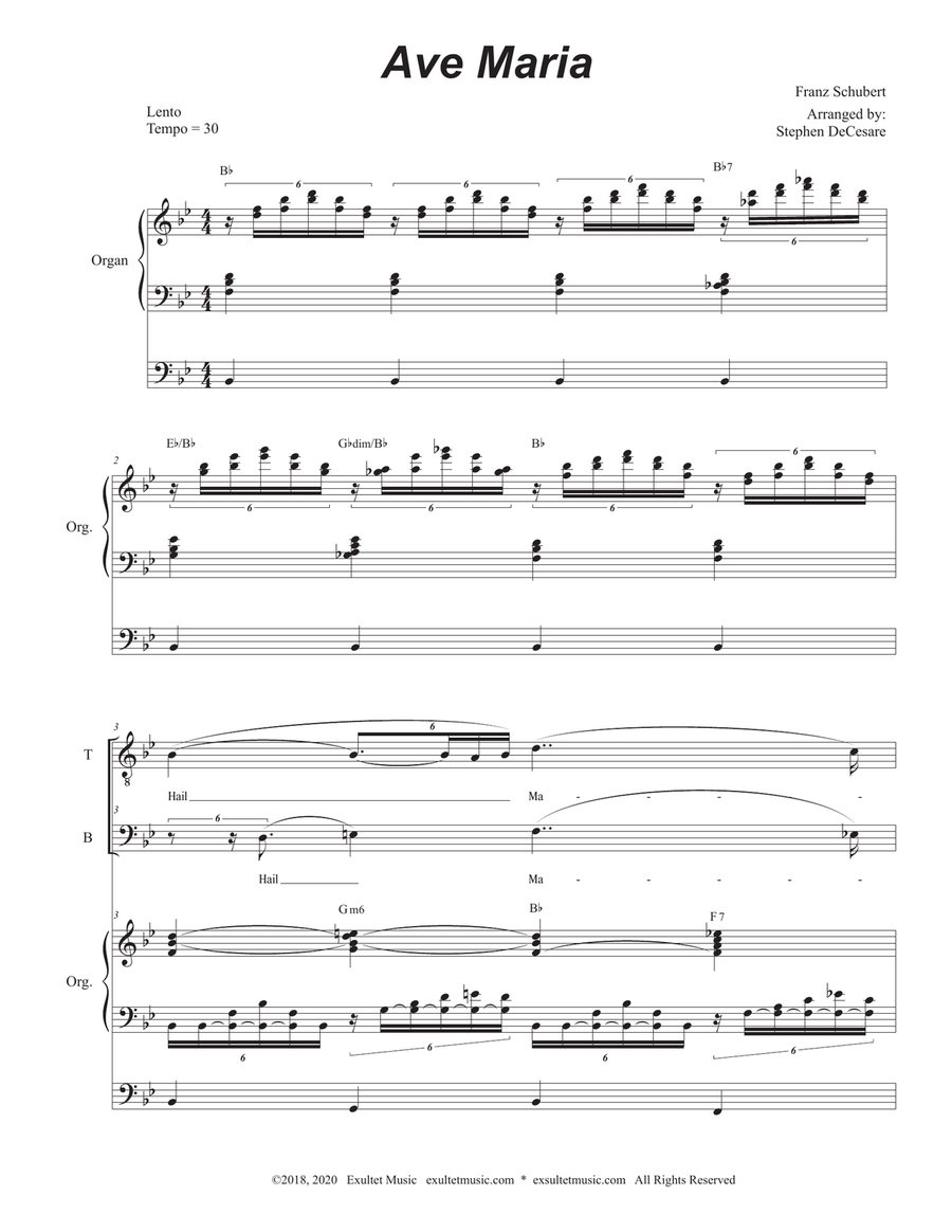 Ave Maria (Duet for Tenor & Bass Solo - English Lyrics - High Key) - Organ Accompaniment Bass Voice scores gallery preview page 2