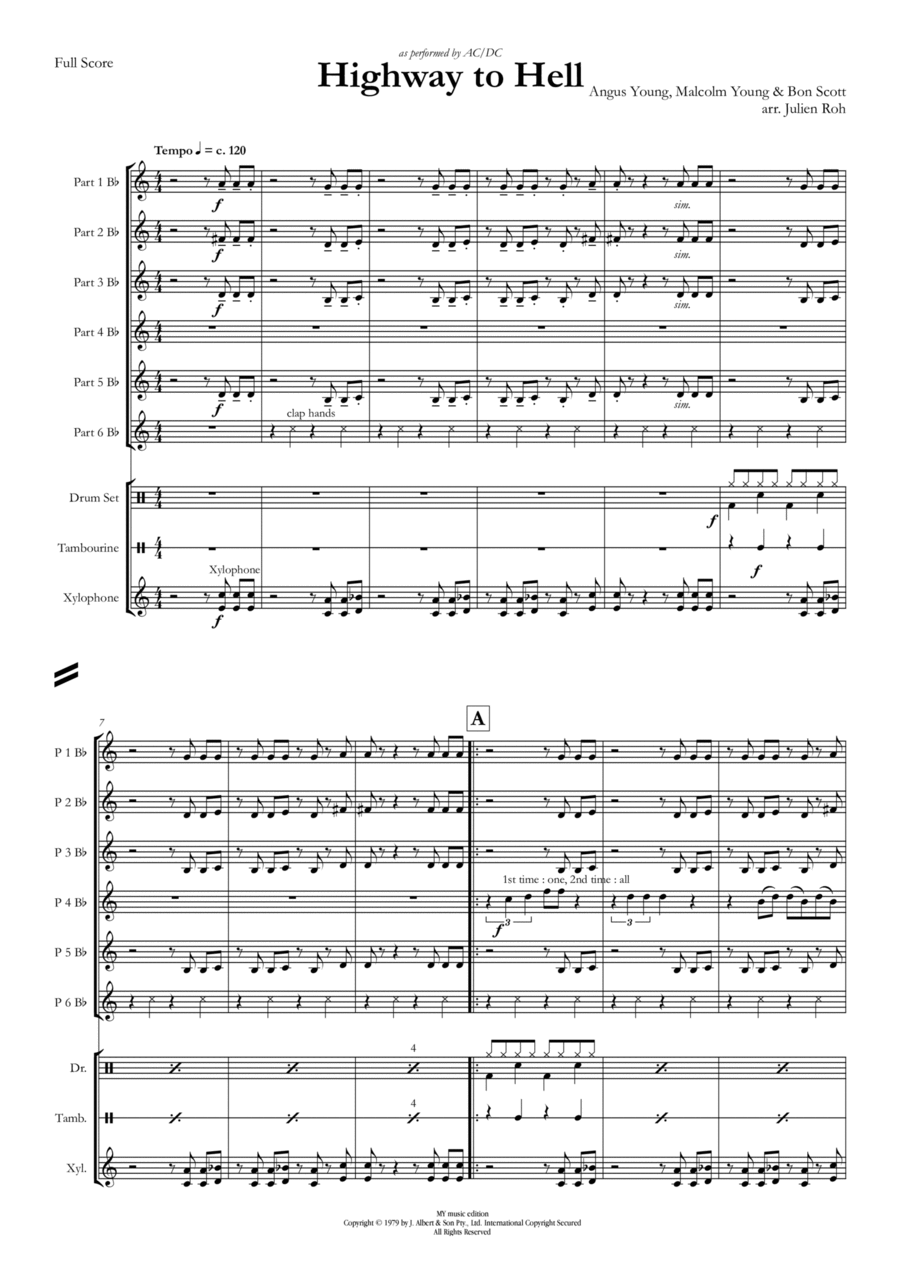 Highway To Hell Concert Band scores gallery preview page 1