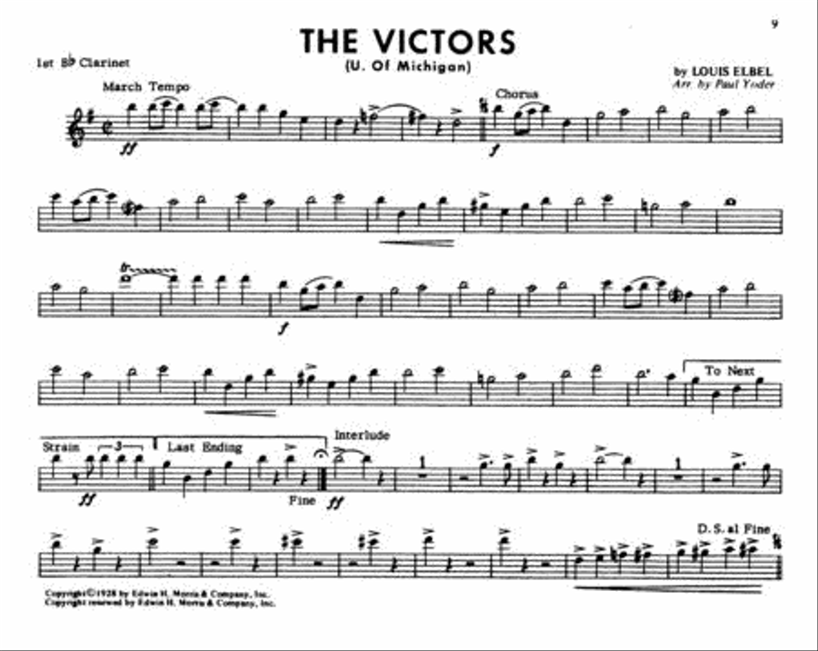 College Songs for School Bands – 1st Bb Clarinet Marching Band scores gallery preview page 2