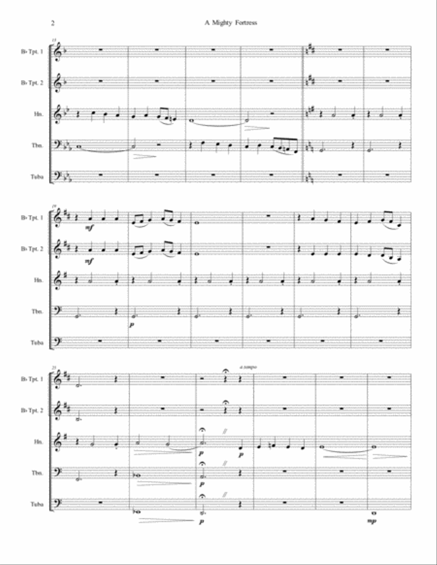 A Mighty Fortress for Brass Quintet Brass Quintet scores gallery preview page 2