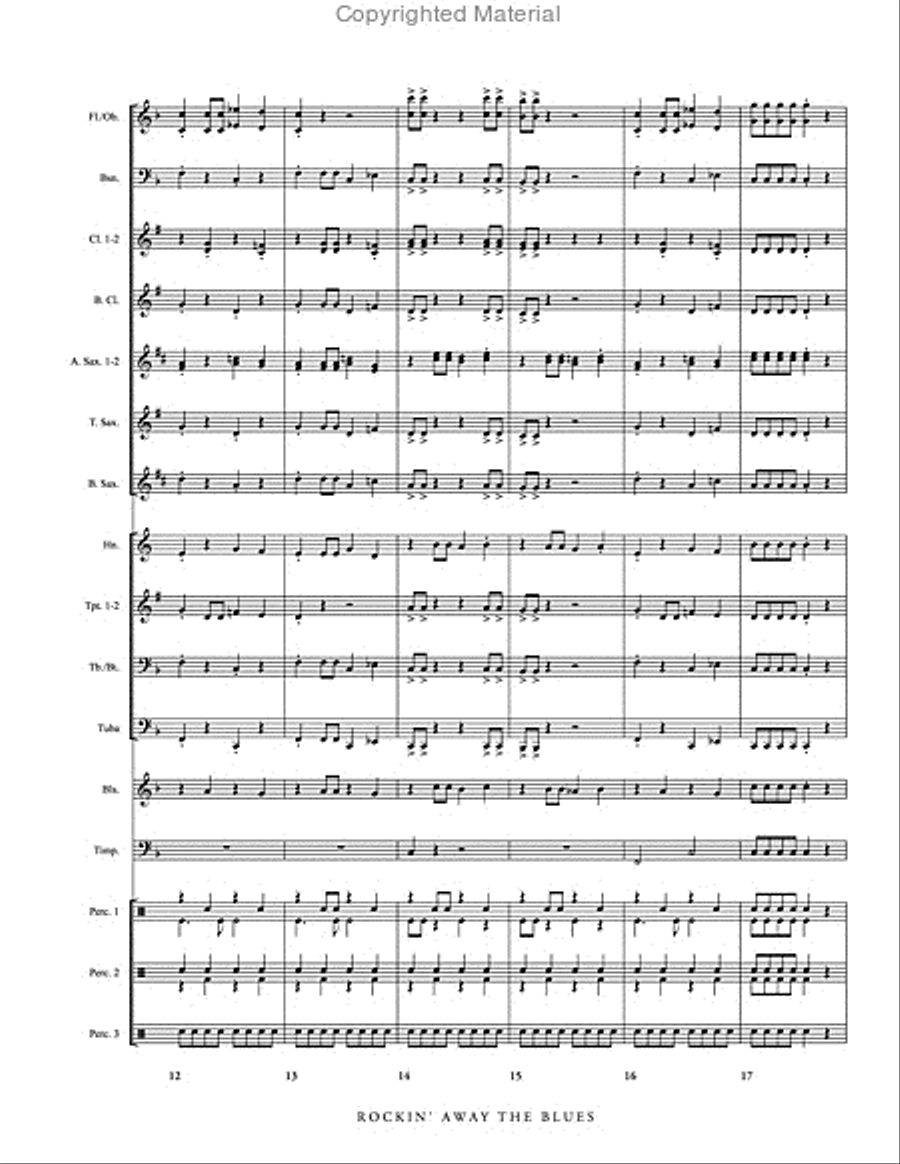 Rockin' Away the Blues Concert Band scores gallery preview page 4