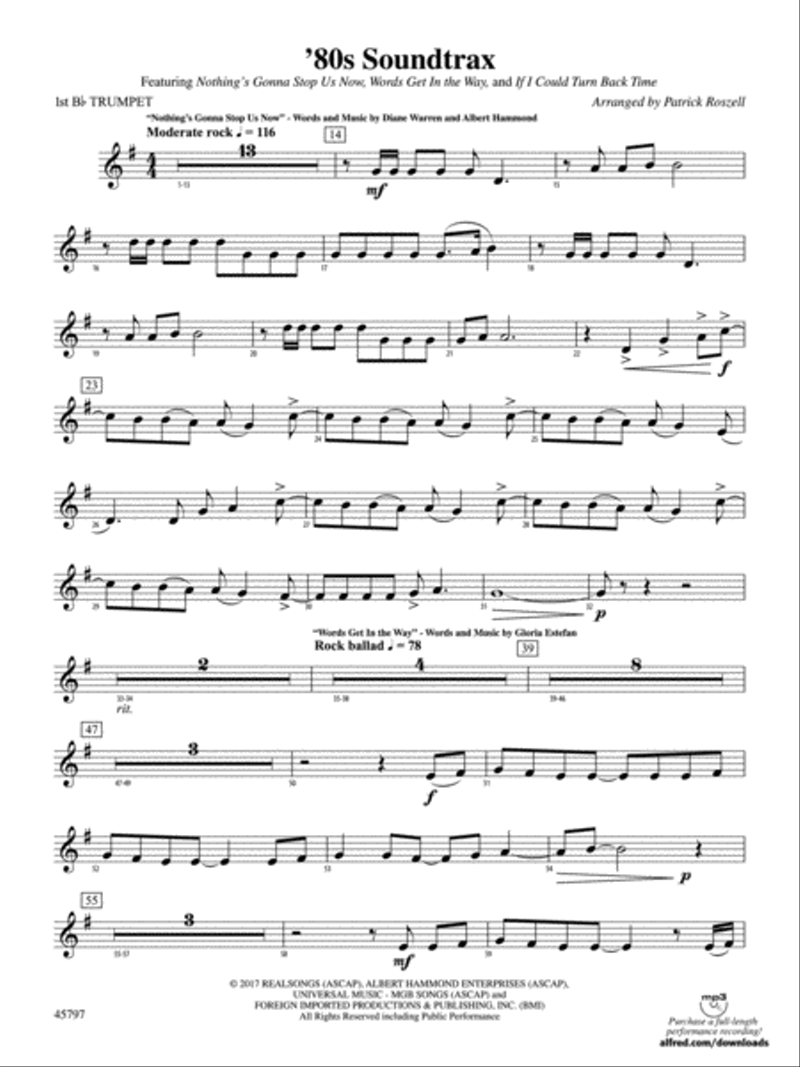 '80s Soundtrax: 1st B-flat Trumpet Concert Band scores gallery preview page 1