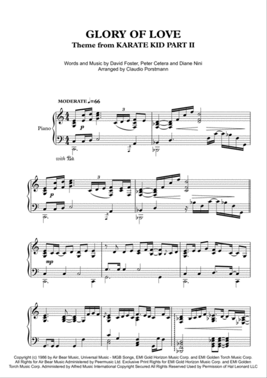Glory Of Love Theme from KARATE KID PART II Piano Solo scores gallery preview page 1