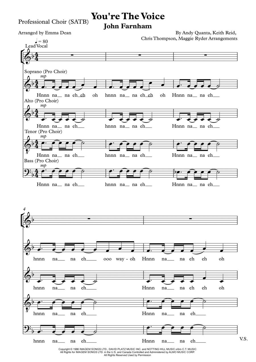 You're The Voice You're The Voice 4-Part scores gallery preview page 1