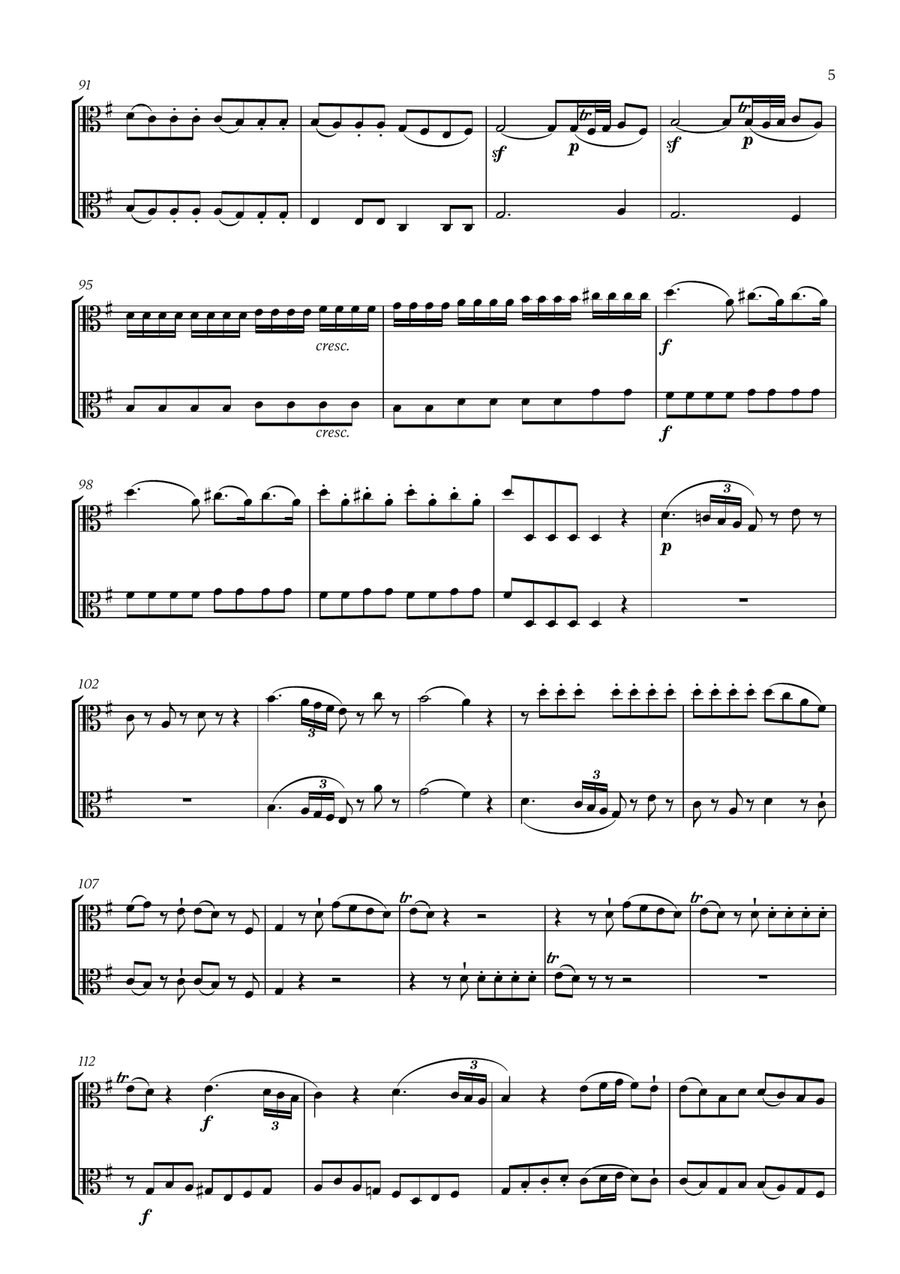 W. A. Mozart - Eine Kleine Nachtmusik (for Viola Duet) String Duet scores gallery preview page 5