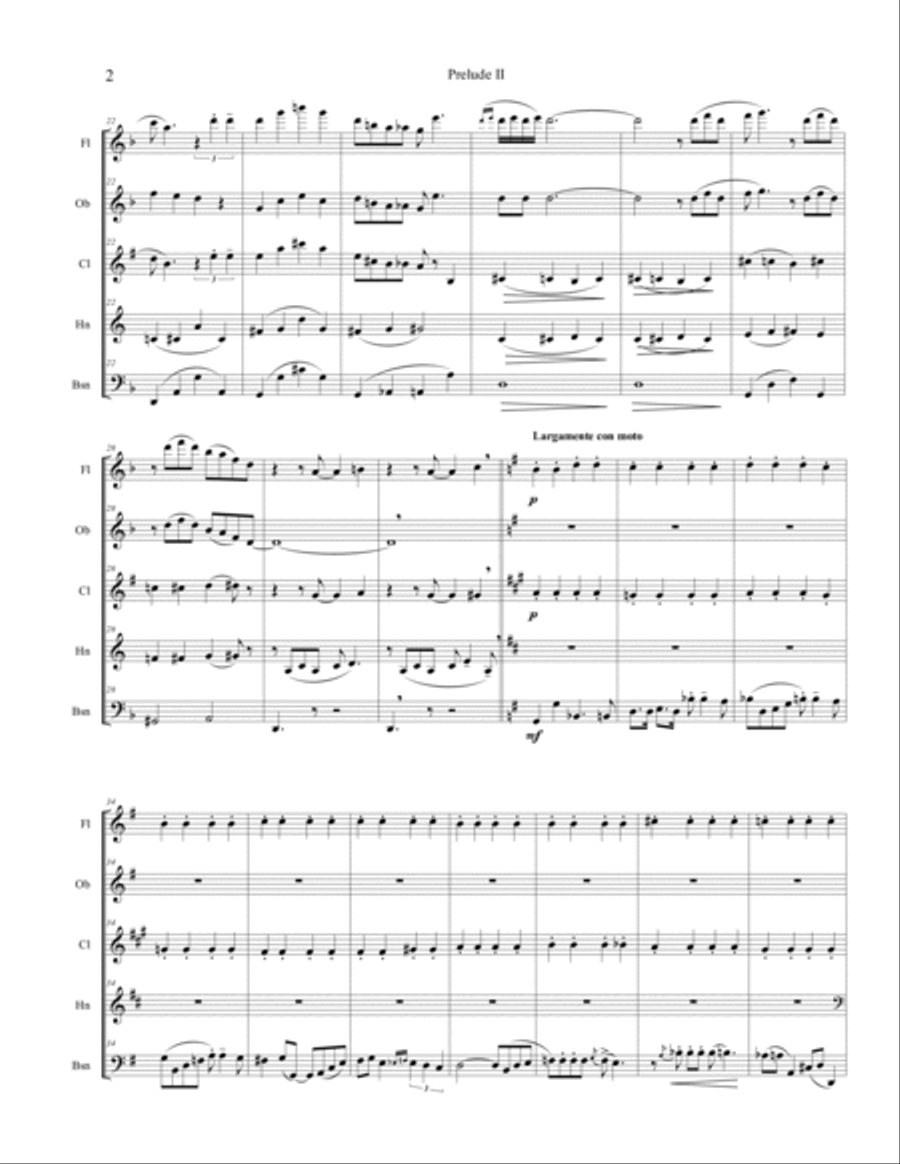 Gershwin Piano Prelude #2 (A Blues Lullaby) Woodwind Quintet scores gallery preview page 2