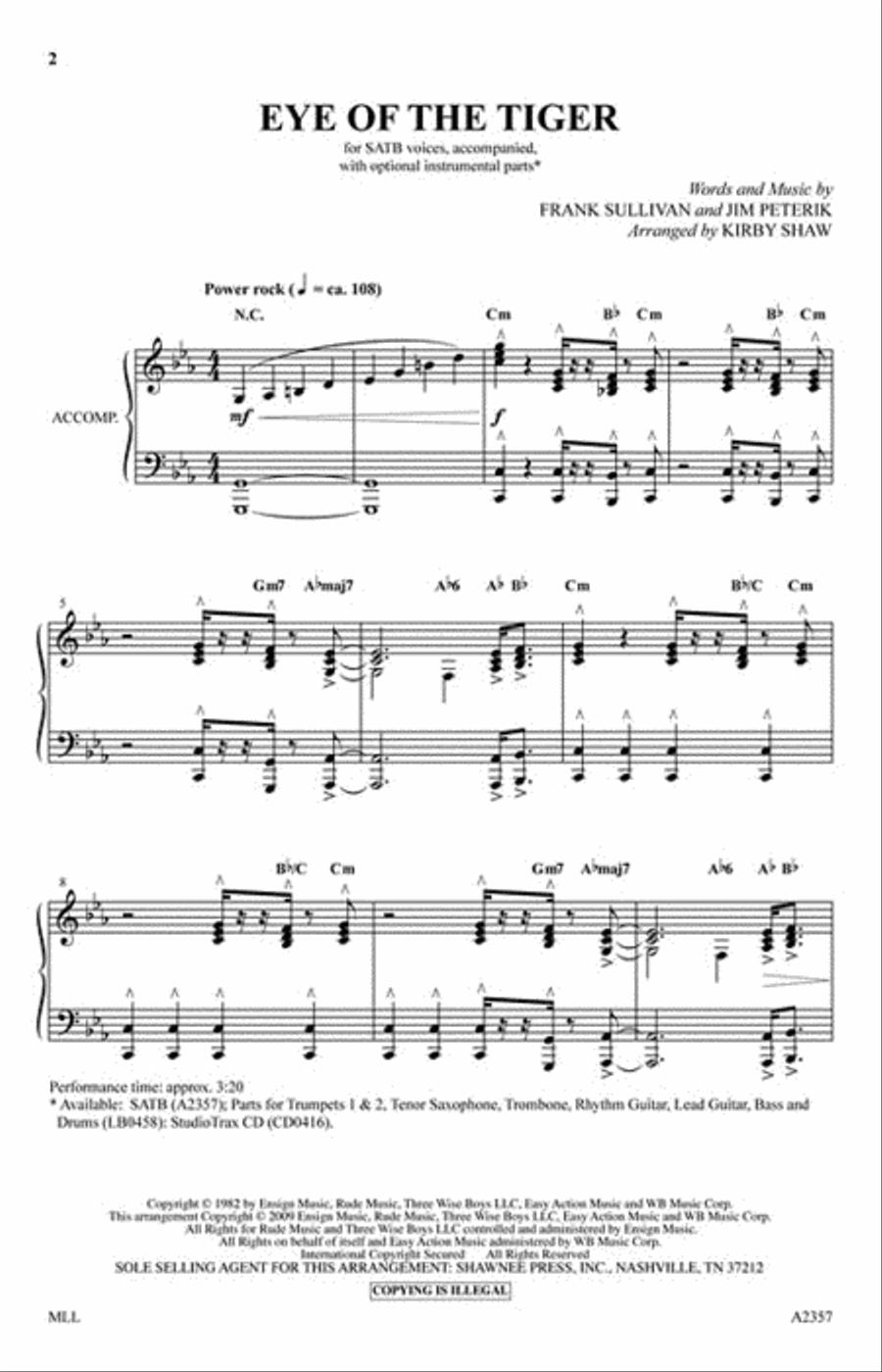 Eye of the Tiger Eye of the Tiger 4-Part scores gallery preview page 2