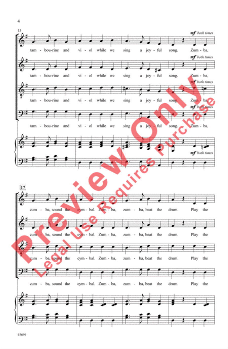 Zumba, Zumba 4-Part scores gallery preview page 4