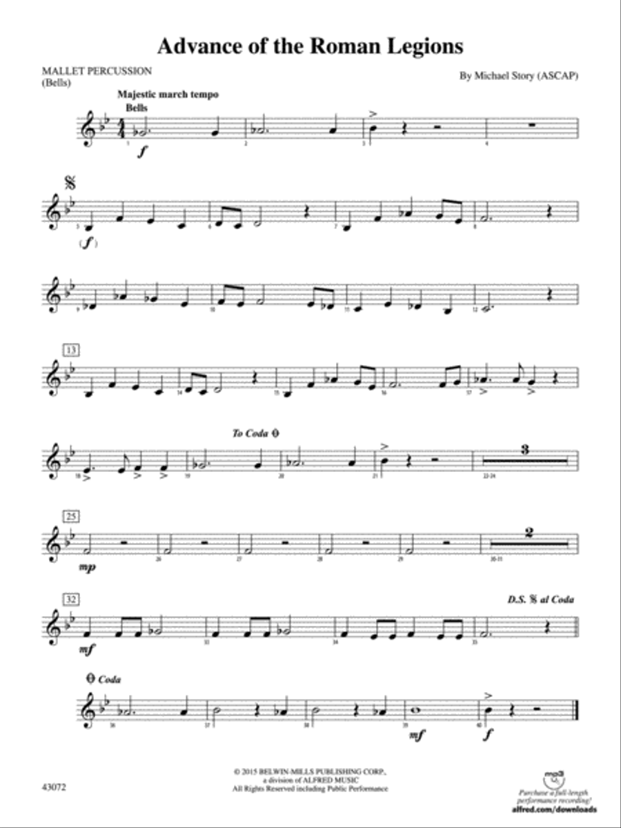 Advance of the Roman Legions: Mallets Concert Band scores gallery preview page 1