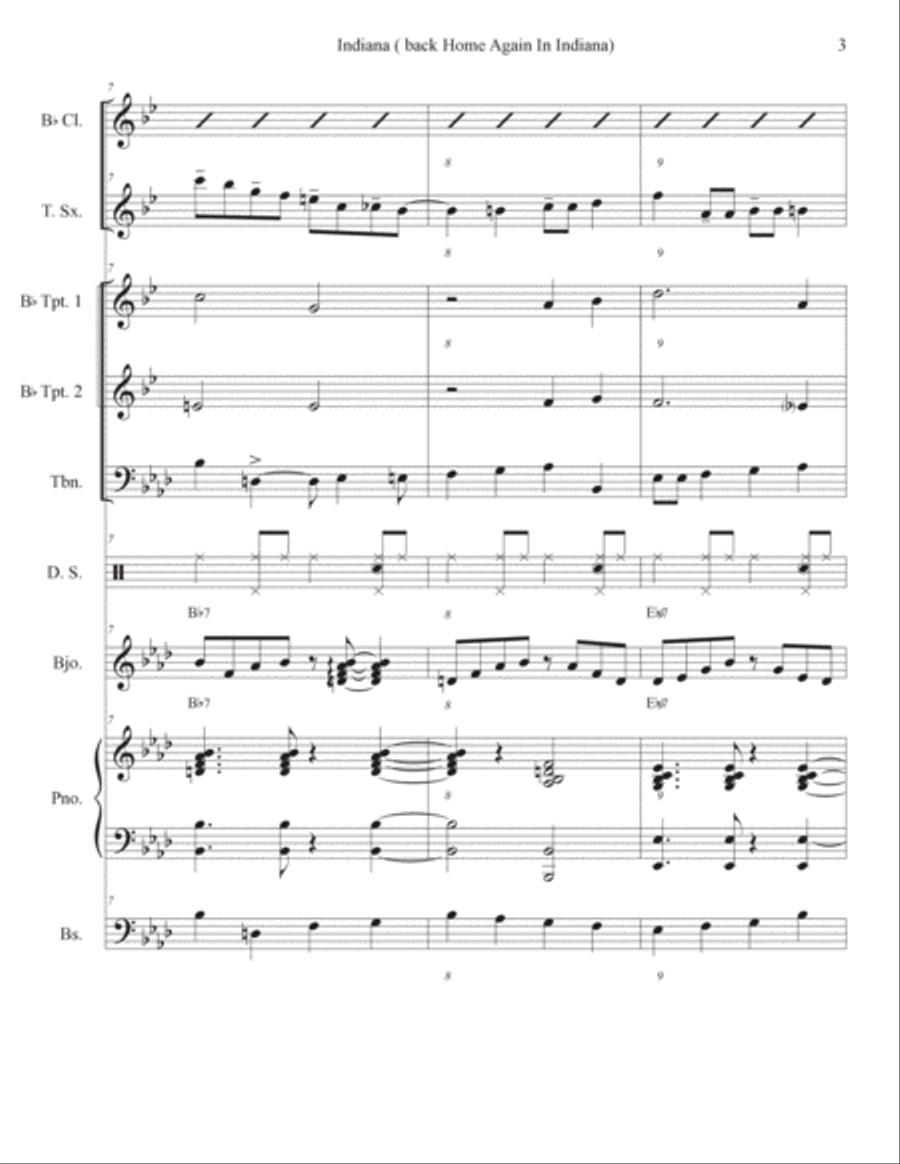 Indiana (back Home Again In Indiana) Jazz Ensemble scores gallery preview page 3