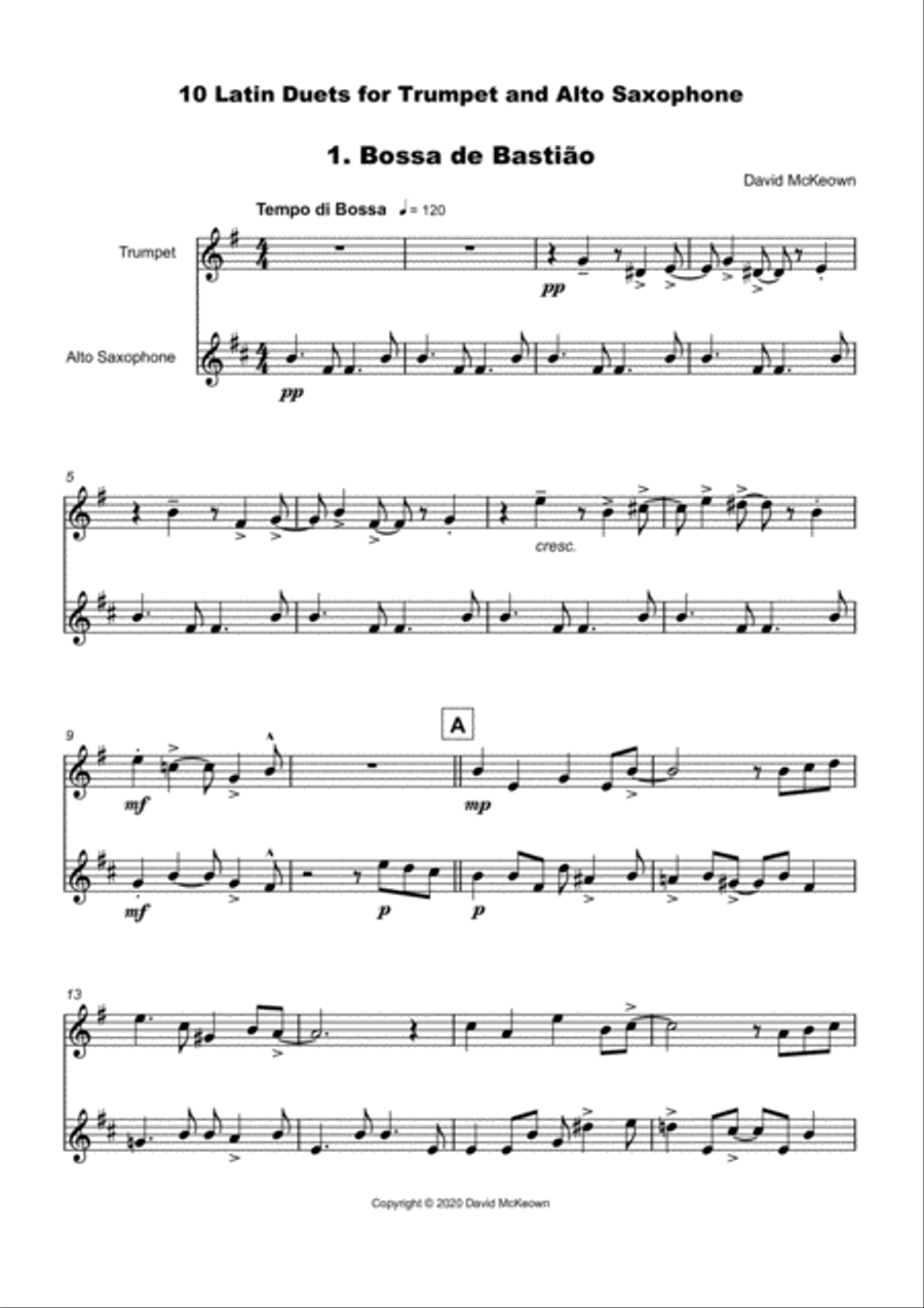 10 Latin Duets, for Trumpet and Alto Saxophone Alto Saxophone scores gallery preview page 3