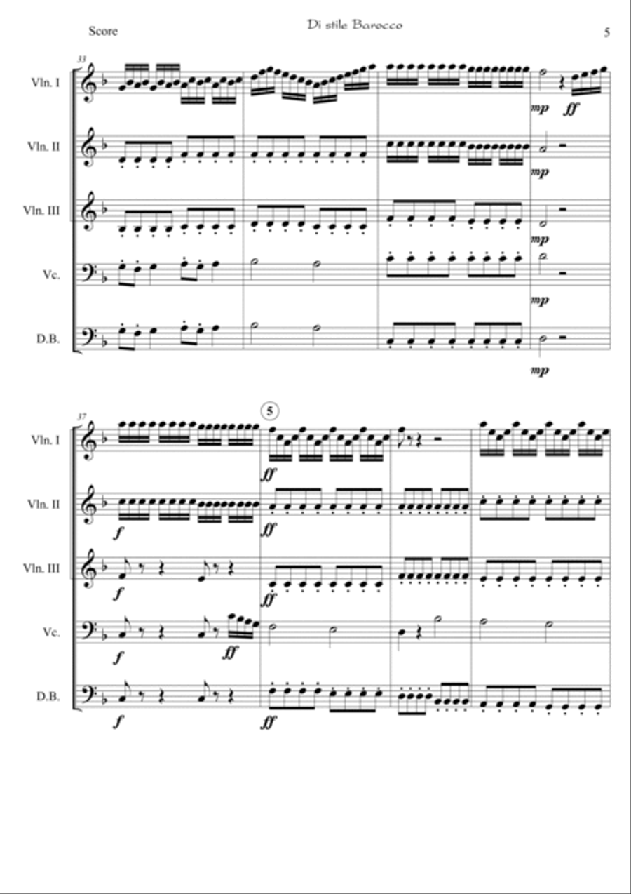 Di stile Barocco for Beginning String Orchestra String Orchestra scores gallery preview page 5