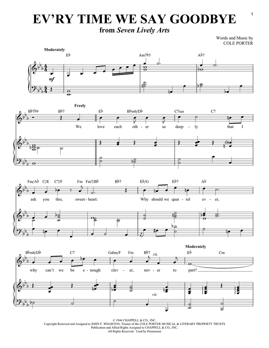 Ev'ry Time We Say Goodbye Tenor Voice scores gallery preview page 1