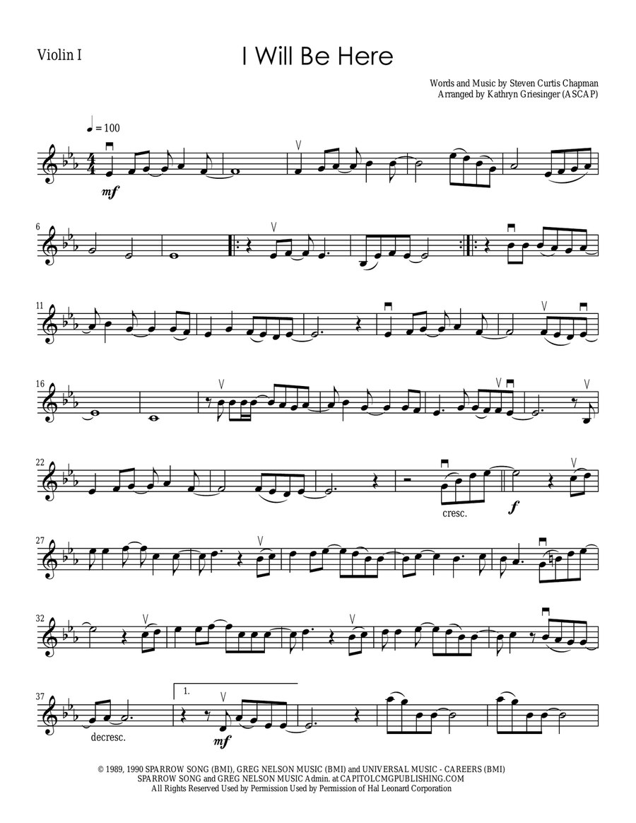 I Will Be Here I Will Be Here String Quartet scores gallery preview page 1