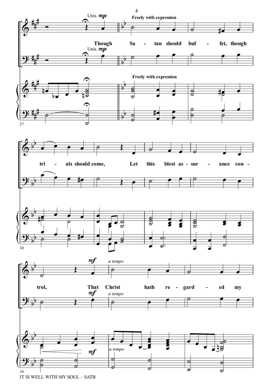 IT IS WELL WITH MY SOUL (Choir – SATB with Piano) 4-Part scores gallery preview page 5