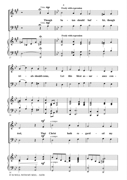 IT IS WELL WITH MY SOUL (Choir – SATB with Piano) image number null