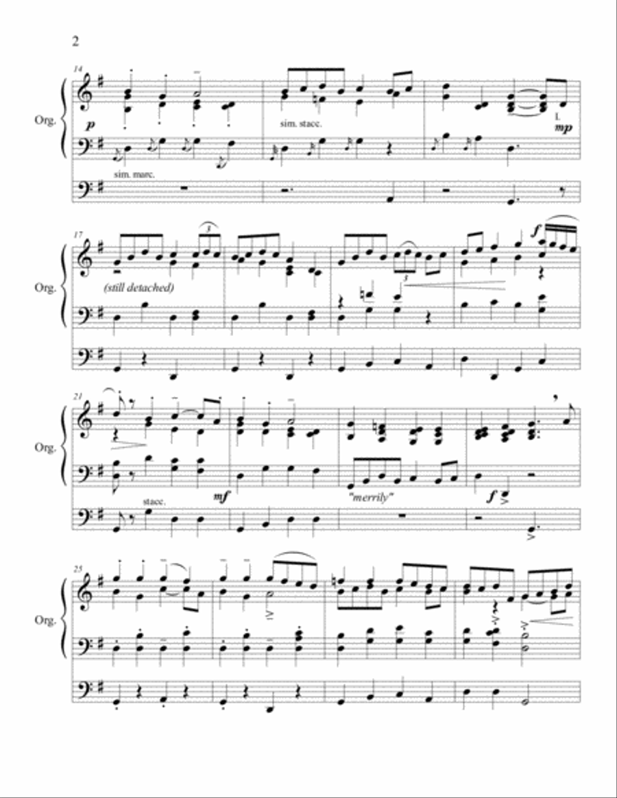 Percy Grainger at his best, a fiddler's tune arranged for organ. Small Ensemble scores gallery preview page 2