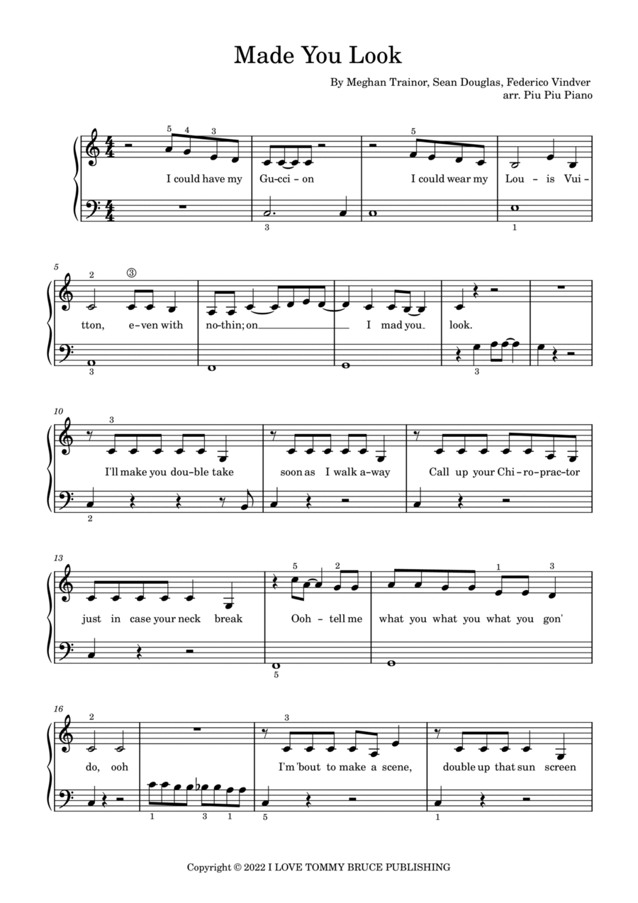 Made You Look Easy Piano scores gallery preview page 1