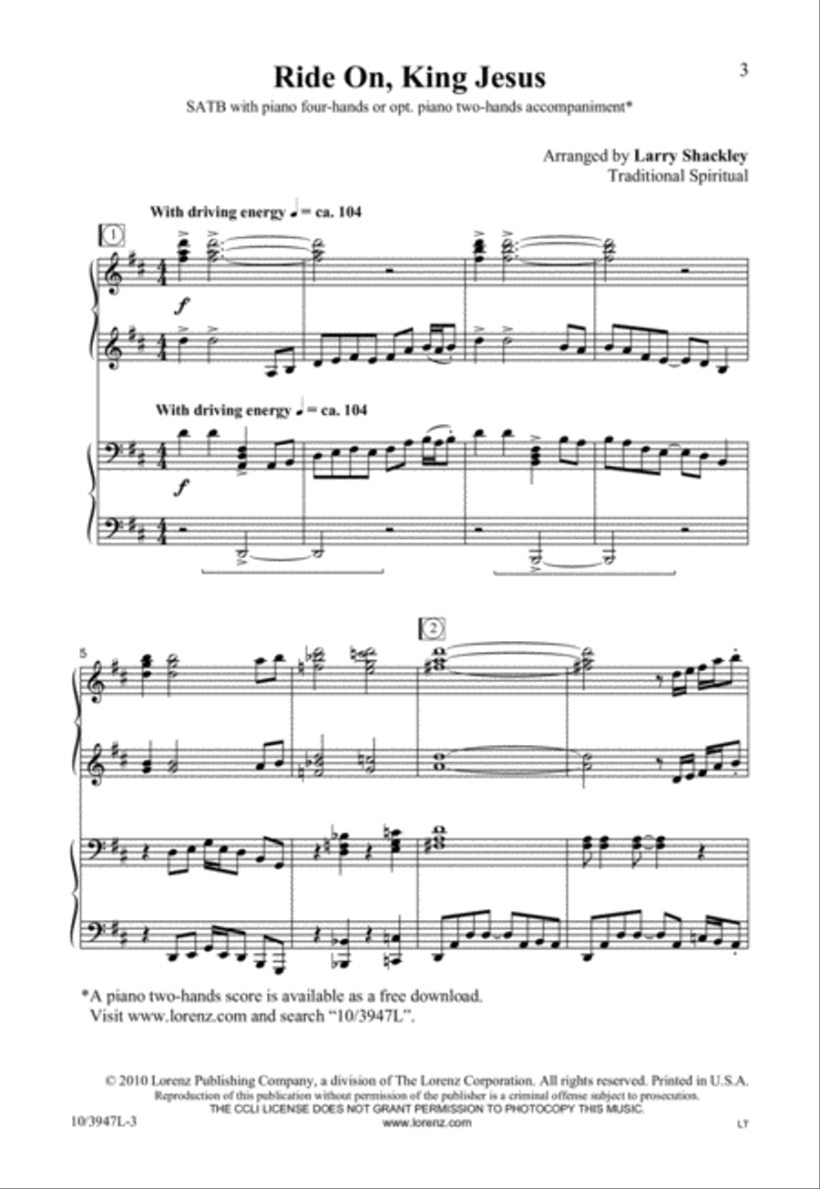 Ride On, King Jesus 4-Part scores gallery preview page 3