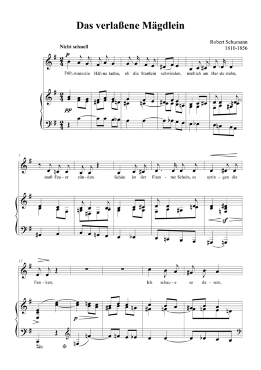 Schumann-Das verlaßene Mägdlein,Op.64 No.2 in e minor Voice scores gallery preview page 2
