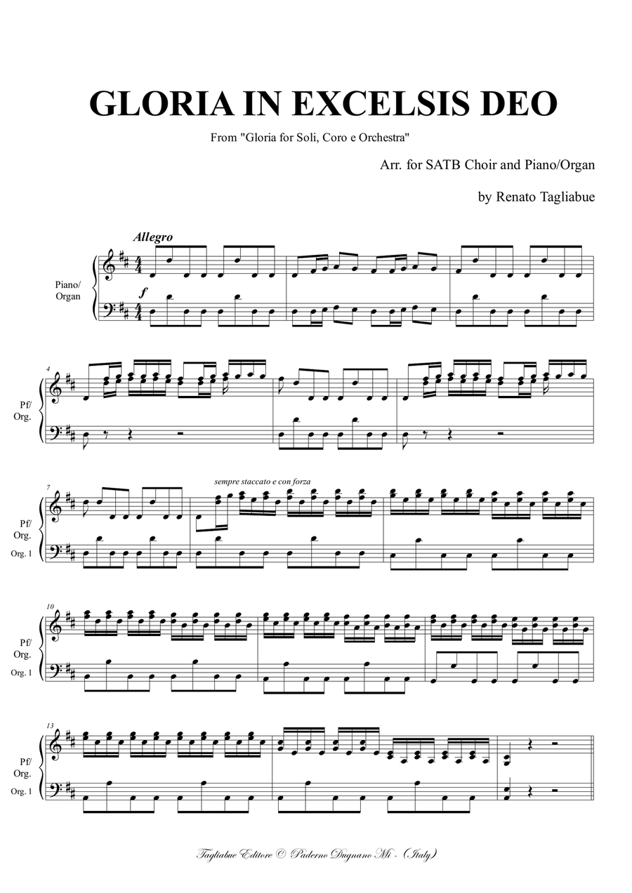 GLORIA - RV 589 - by Vivaldi - Full score - Arr. for SATB Choir and Piano/Organ - With Part of Orga 4-Part scores gallery preview page 2
