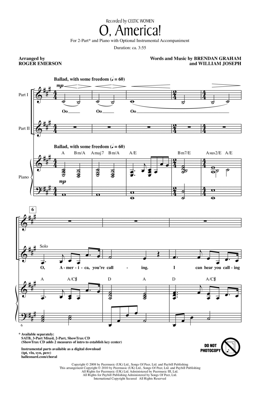 O, America! O, America! 2-Part scores gallery preview page 1
