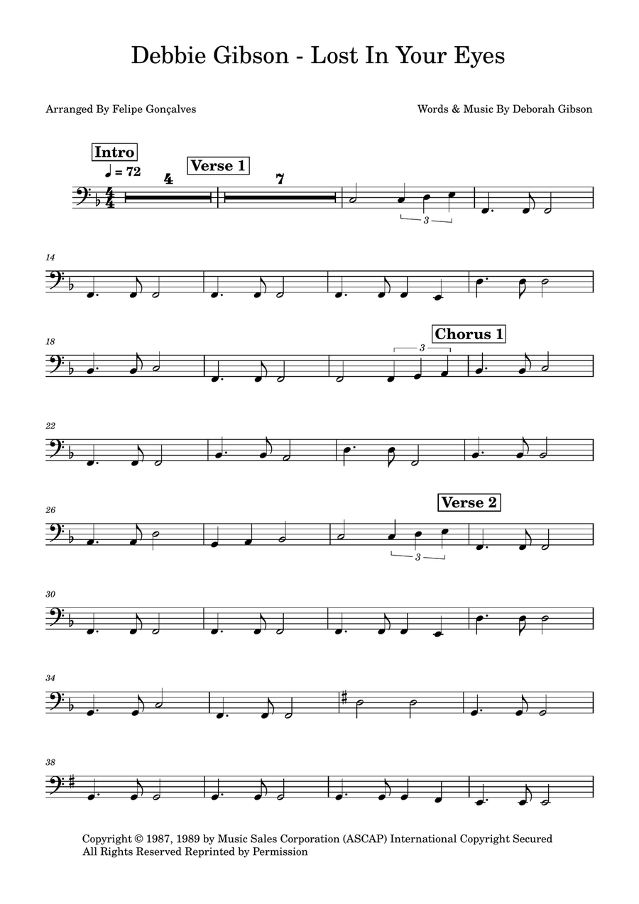 Lost In Your Eyes Bass Guitar scores gallery preview page 1