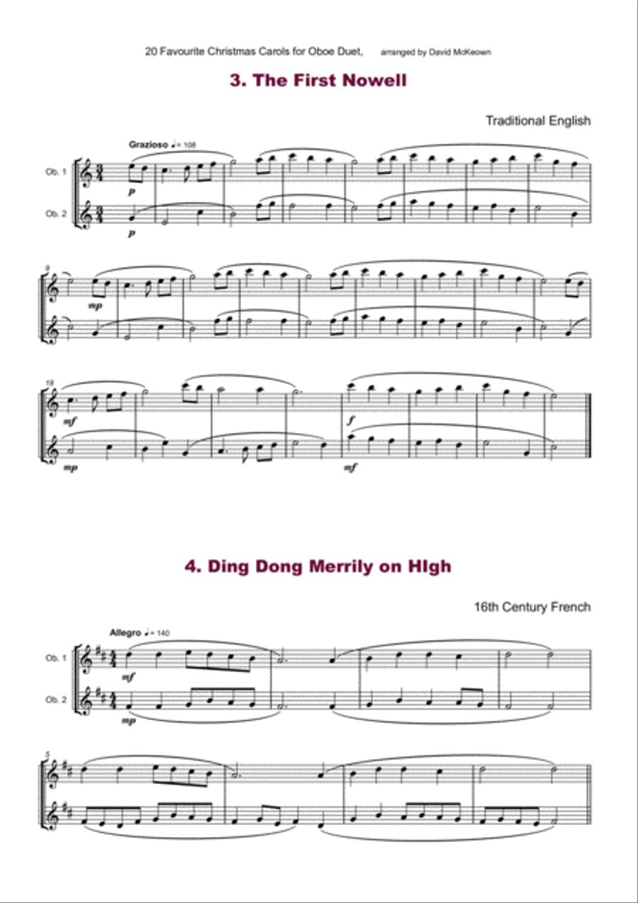 20 Favourite Christmas Carols for Oboe Duet Woodwind Duet scores gallery preview page 4