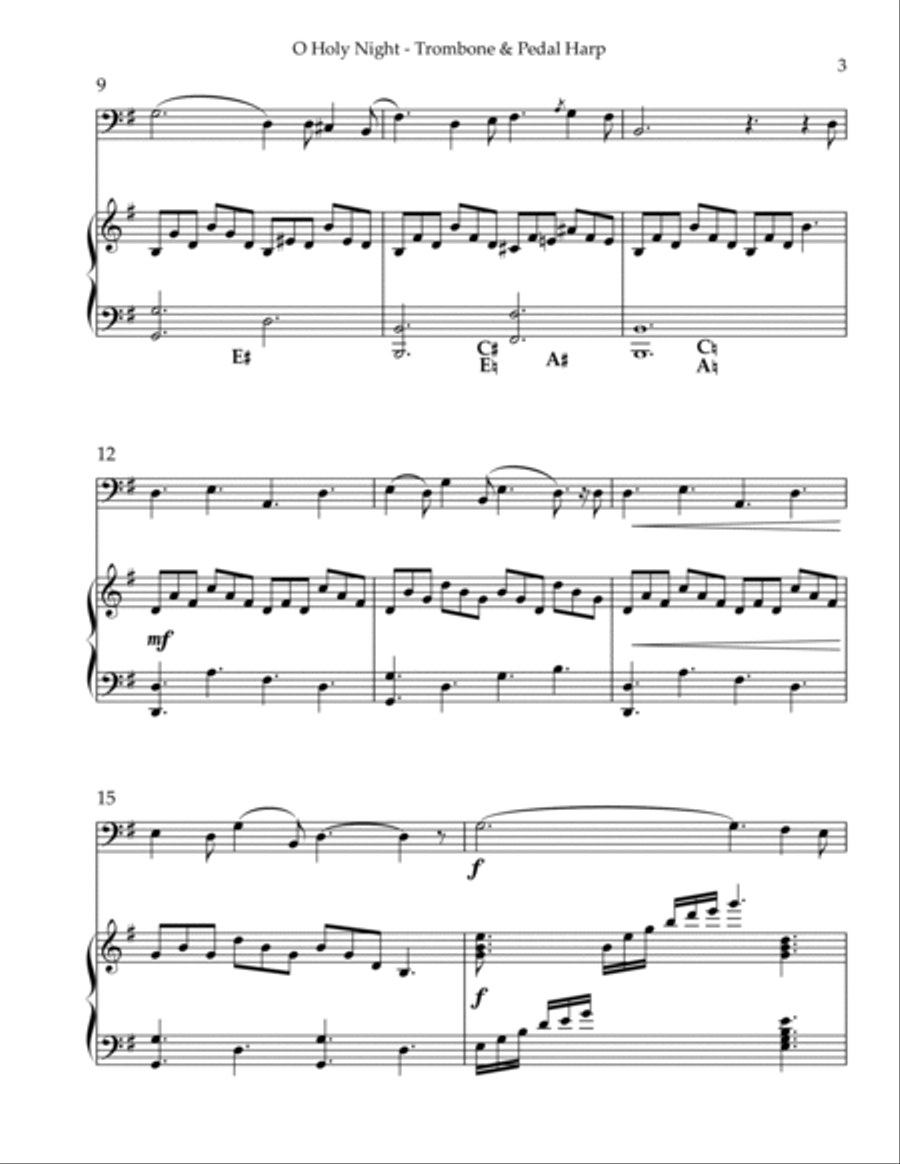 O Holy Night, Duet for Trombone & Pedal Harp