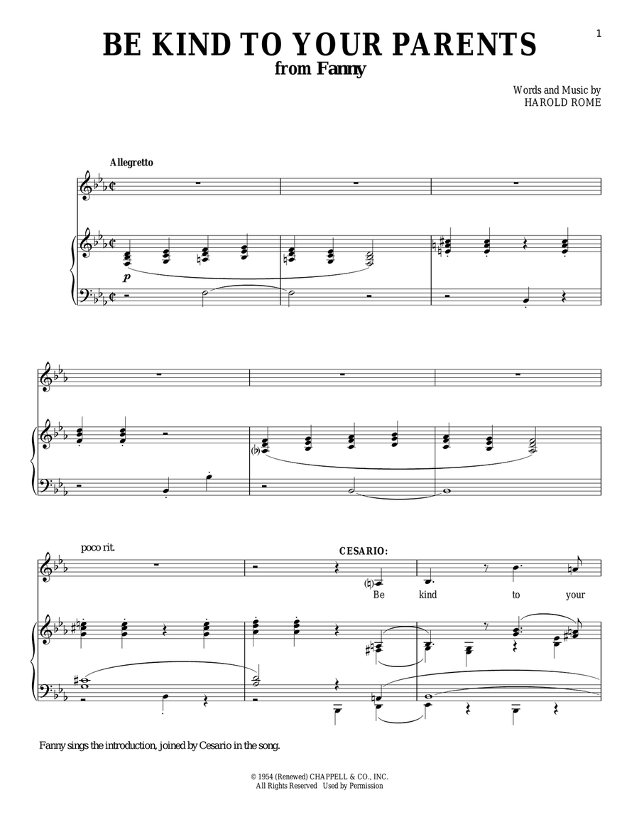 Be Kind To Your Parents Be Kind To Your Parents Voice scores gallery preview page 1