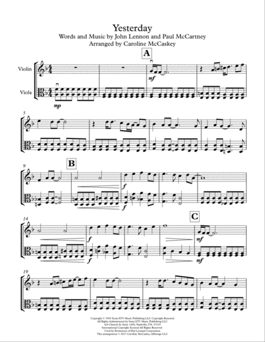 Yesterday String Duet scores gallery preview page 2