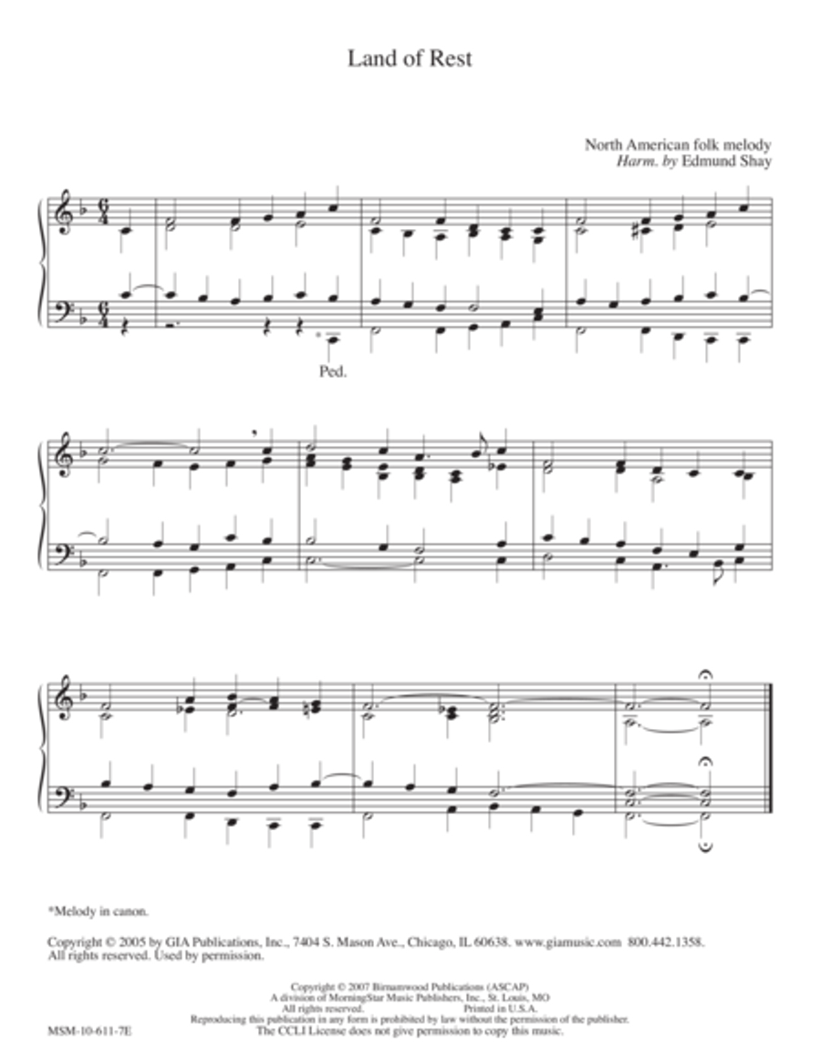 Land of Rest Organ scores gallery preview page 1
