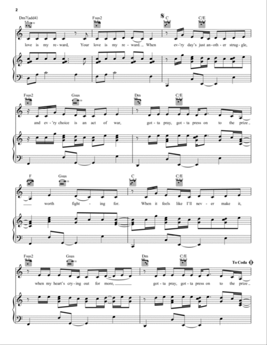 Prize Worth Fighting For Piano, Vocal, Guitar scores gallery preview page 2