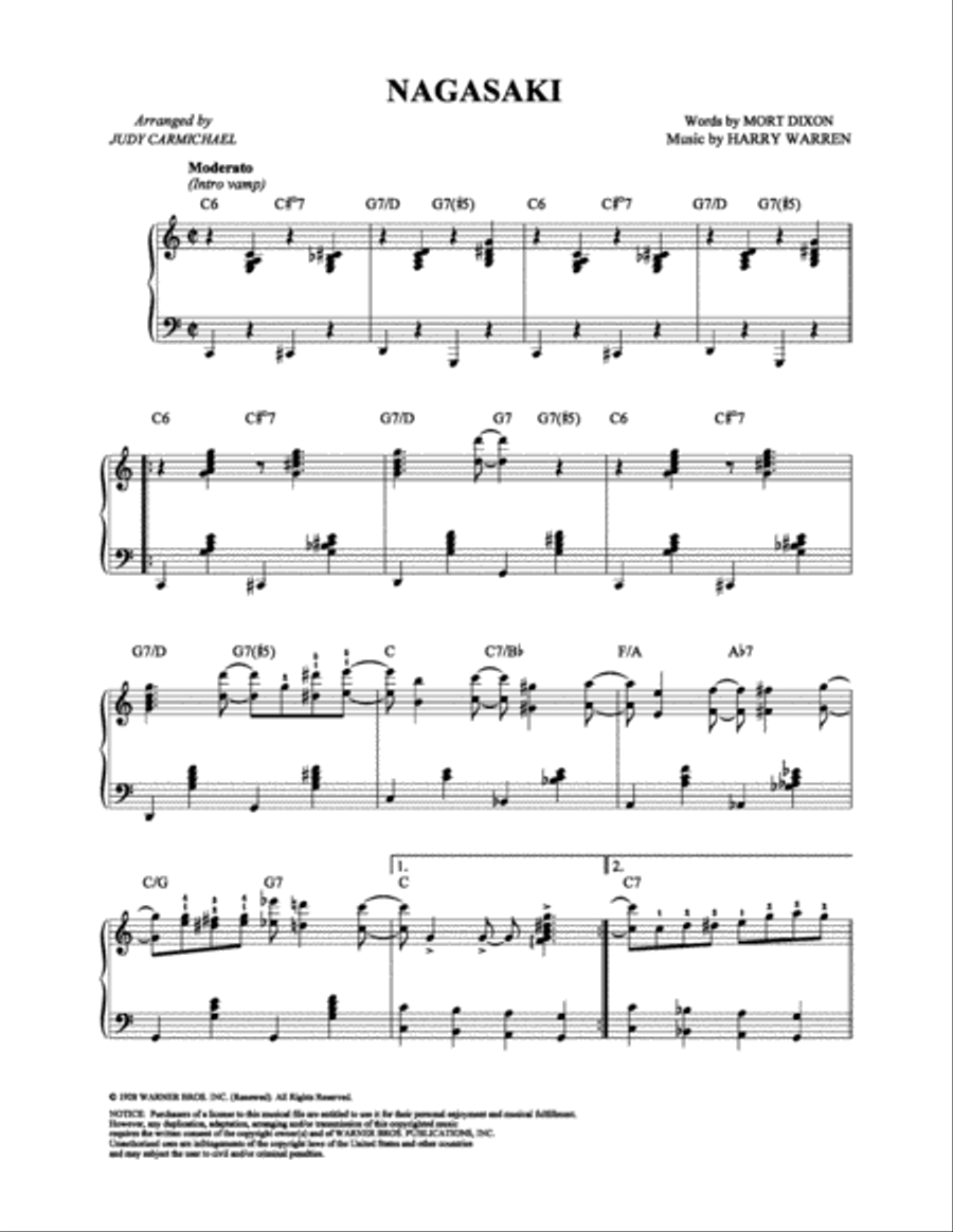 Nagasaki Piano Solo scores gallery preview page 1