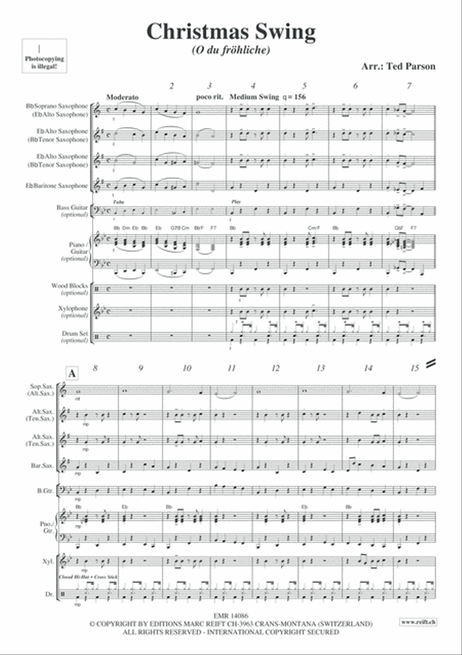 Christmas Swing Saxophone Quartet scores gallery preview page 4