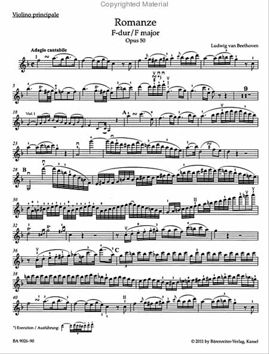 Romances in F major and G major for Violin and Orchestra, op. 50, 40 Piano scores gallery preview page 4