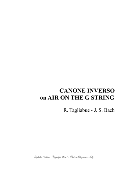 CANON INVERSO on THE AIR ON G STRING - For Oboe and Piano/Organ image number null